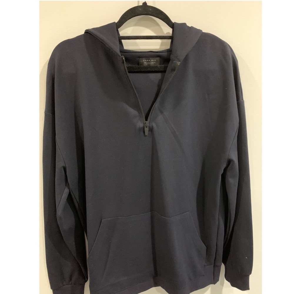 NEW ZARA Hoodie in Navy Blue
